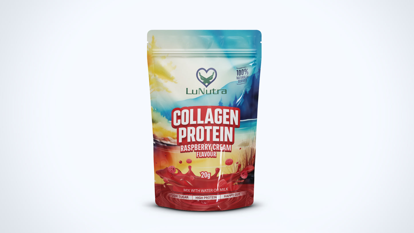 Sample 20g Hydrolysed Collagen Protein Powder Raspberry Cream Flavour Protein Water